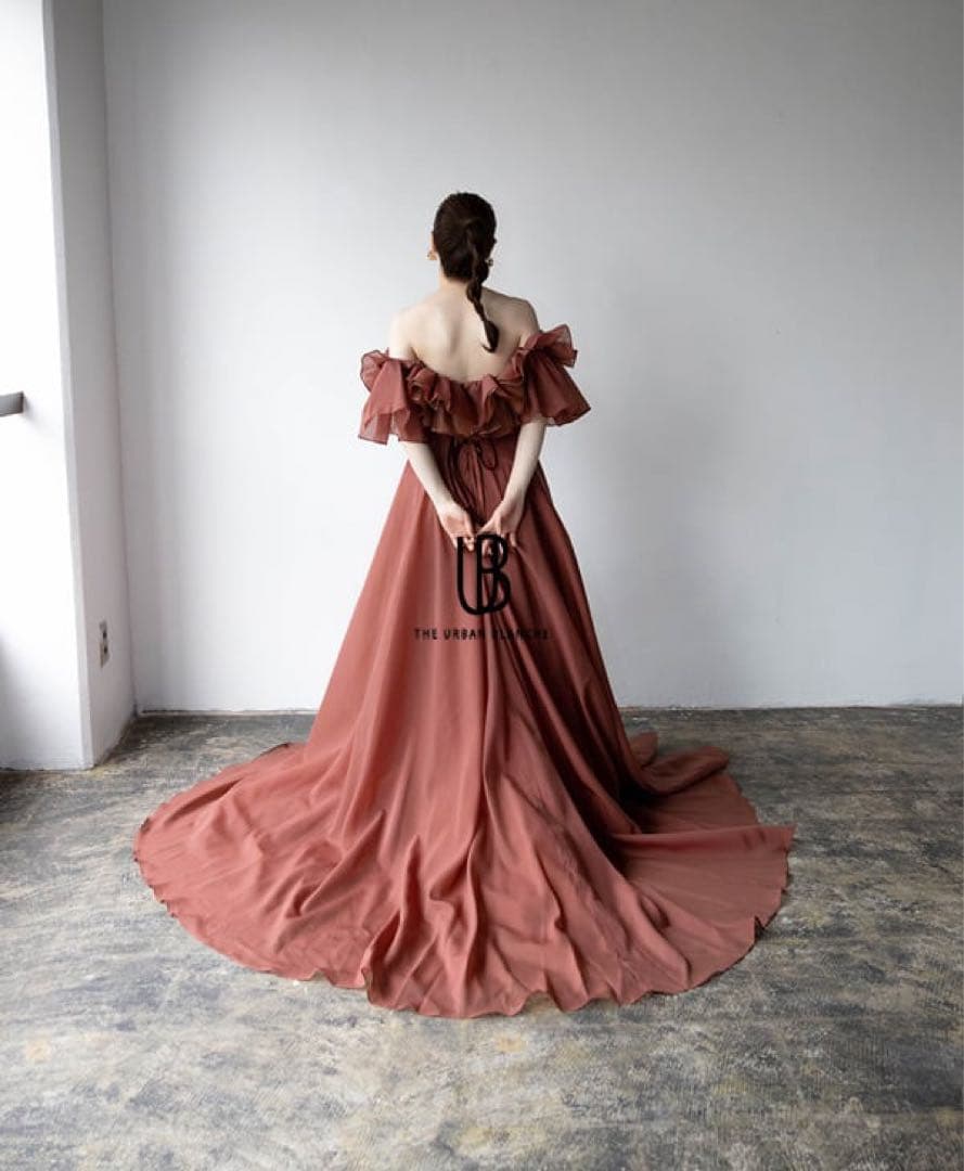THE URBAN BLANCHE 2wayフリルカラードレス　テラコッタ