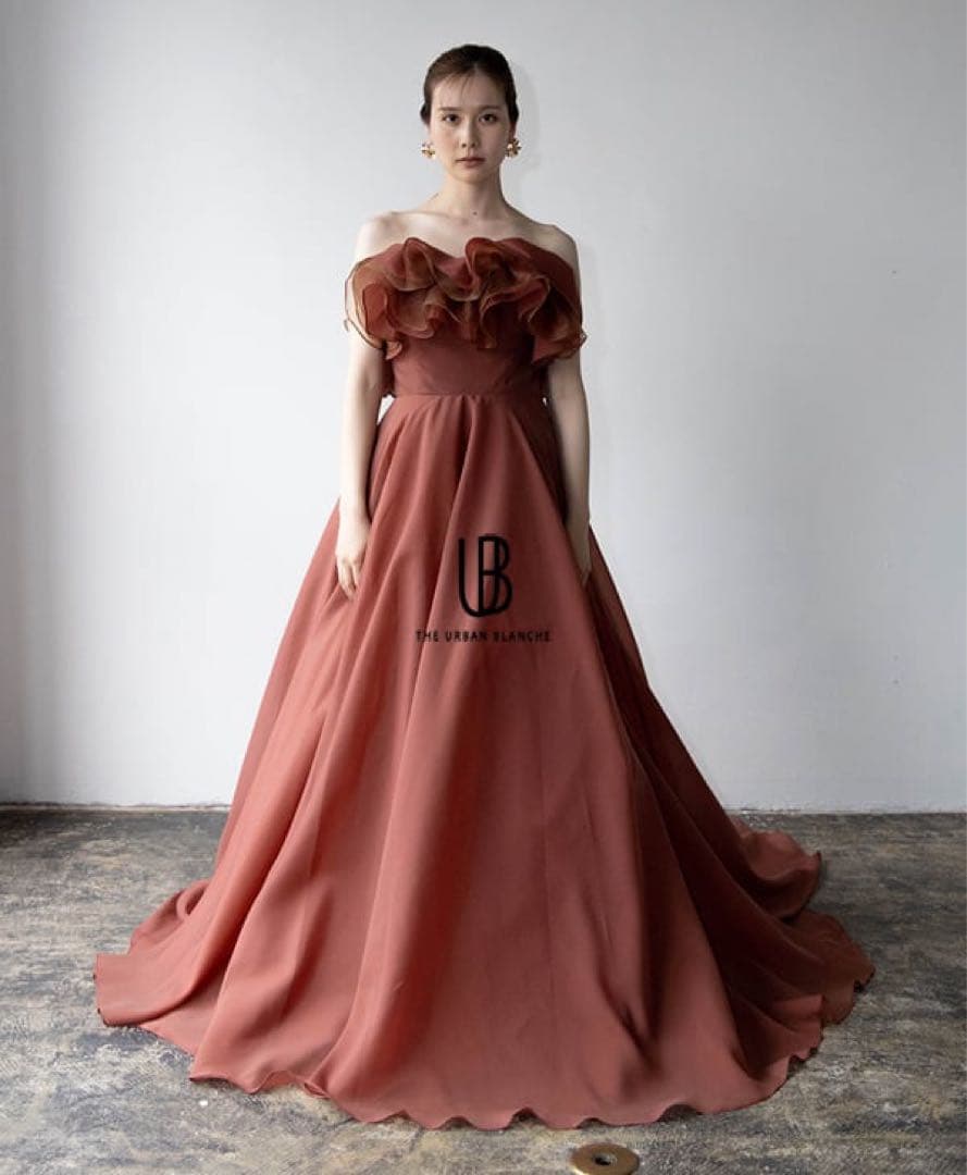 THE URBAN BLANCHE 2wayフリルカラードレス　テラコッタ