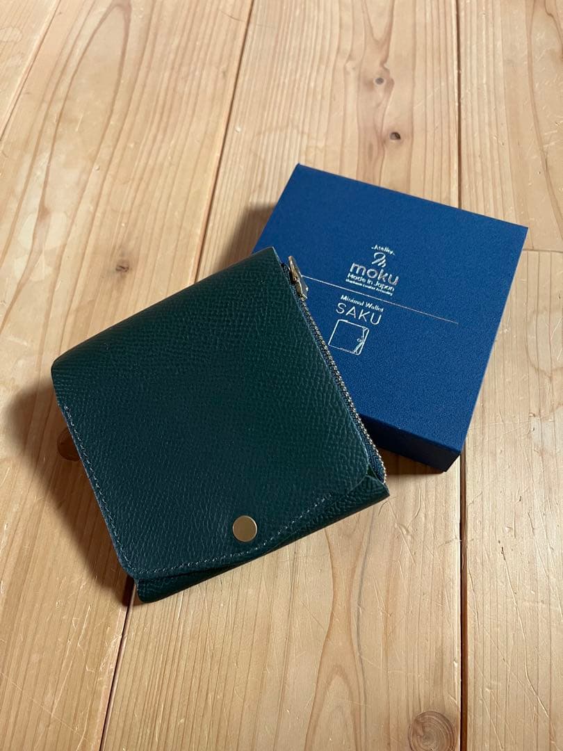 MOKU 限定レザー折りたたみ財布 ダークグリーン