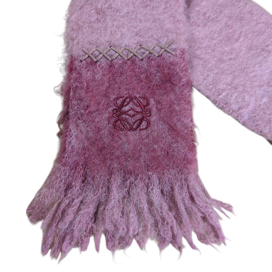 【希少】LOEWE アナグラム刺繍 モヘヤ フリンジマフラー
