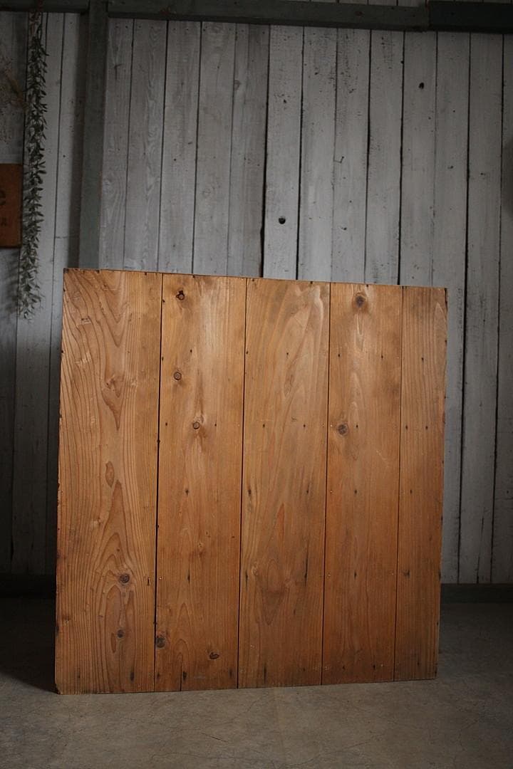 古い木枠のモールガラス戸棚　収納棚　食器棚　キャビネット　古家具