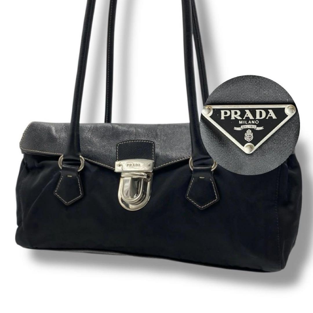 美品 PRADA プラダ ナイロン バッグ archive Y2K ベルト ロゴ