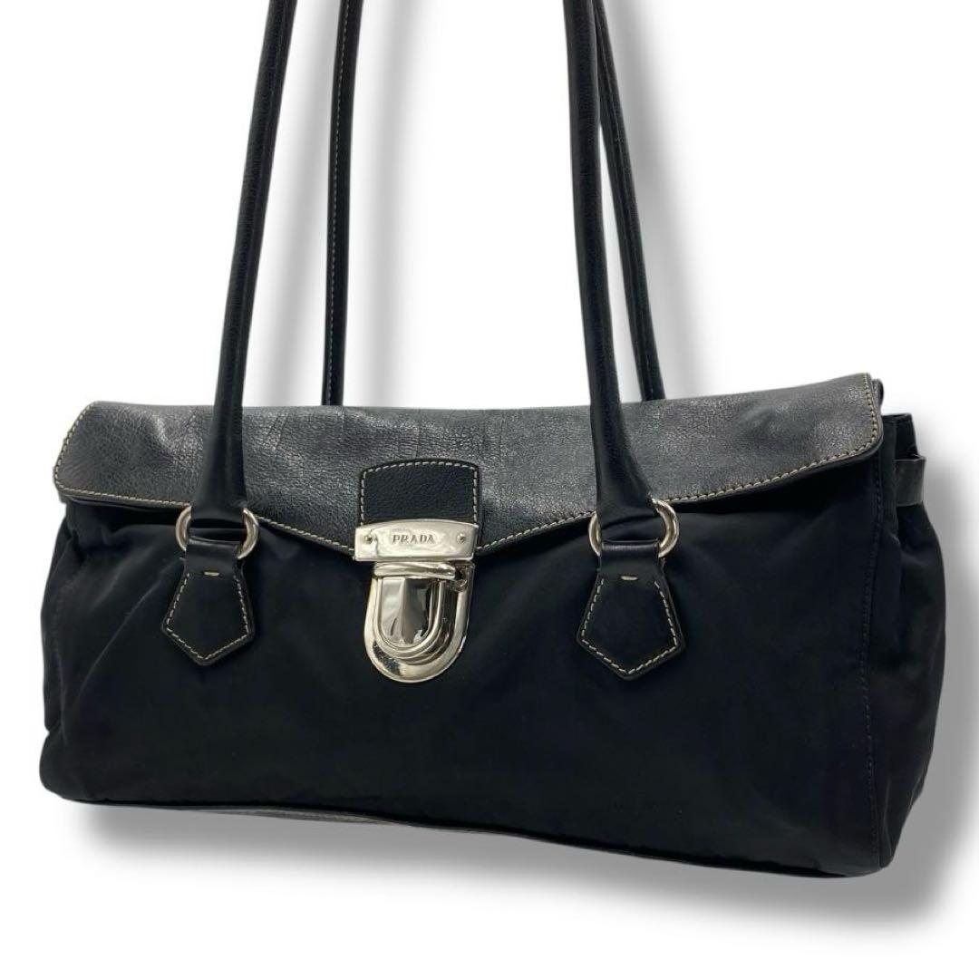 美品 PRADA プラダ ナイロン バッグ archive Y2K ベルト ロゴ