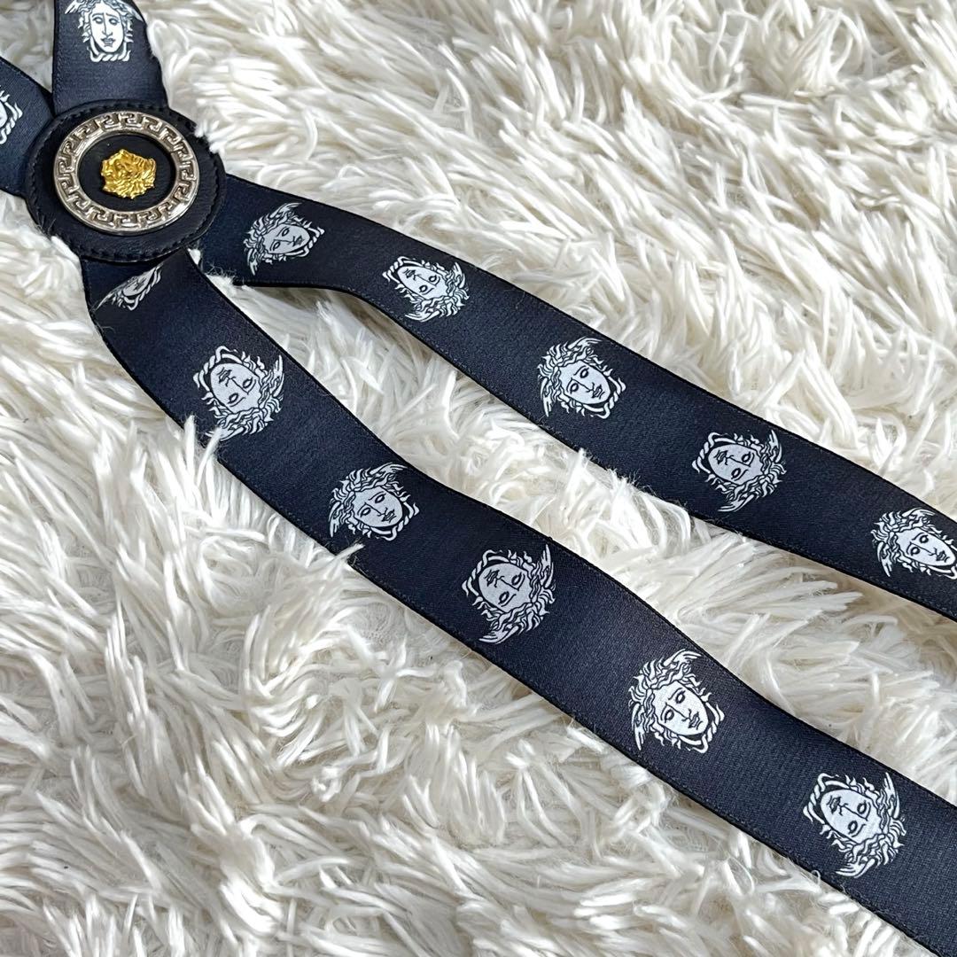 【極美品】ヴェルサーチ　サスペンダー　メデューサ　ゴールド金具　グレカ模様　ゴム