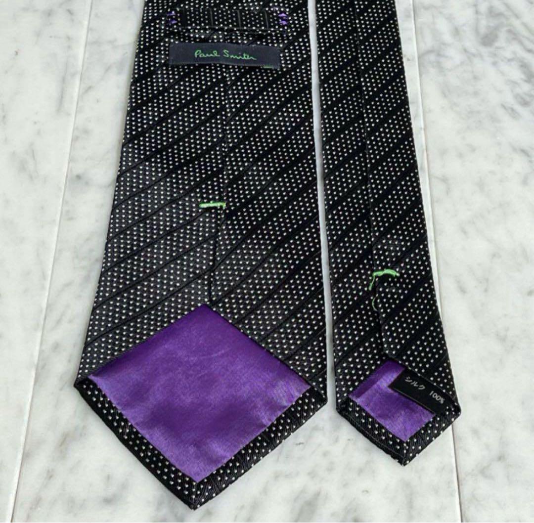 Paul Smith ネクタイ ブラック ドット ストライプ 総柄