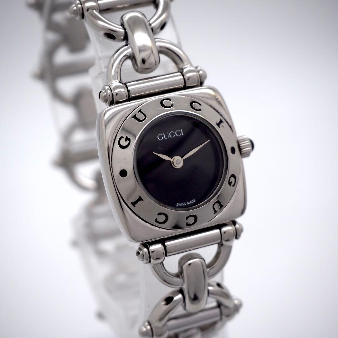 748 稼働【美品】GUCCI レディース 時計 6400L シルバー ブラック