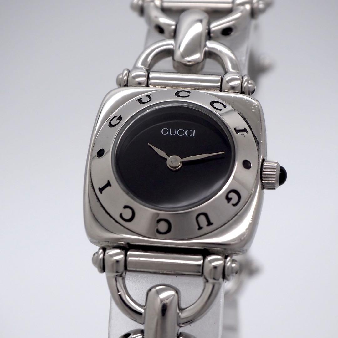 748 稼働【美品】GUCCI レディース 時計 6400L シルバー ブラック