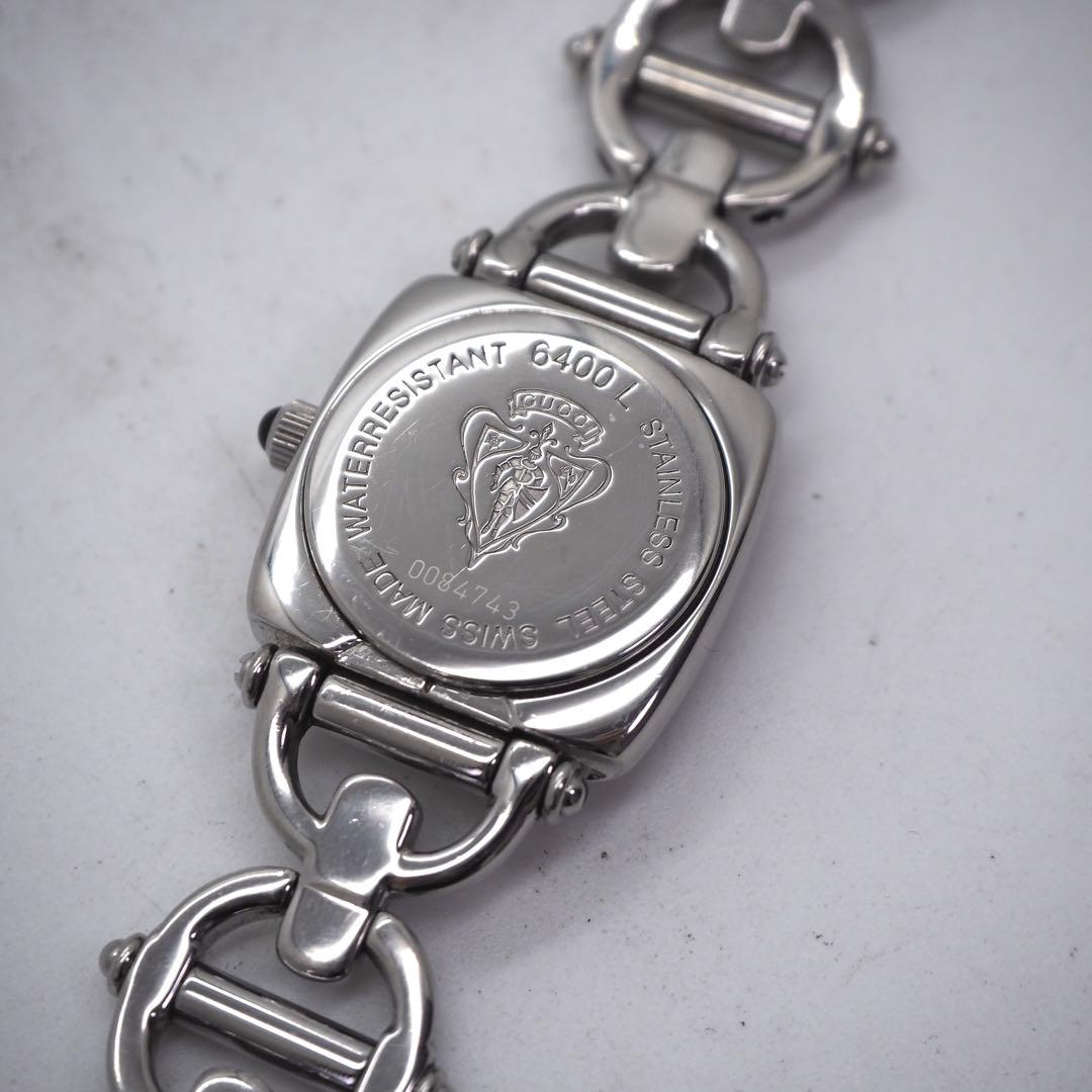 748 稼働【美品】GUCCI レディース 時計 6400L シルバー ブラック