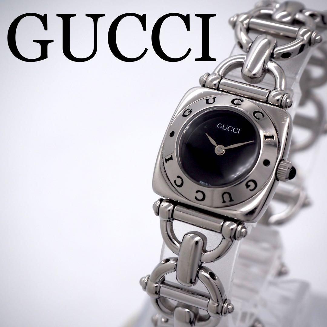 748 稼働【美品】GUCCI レディース 時計 6400L シルバー ブラック