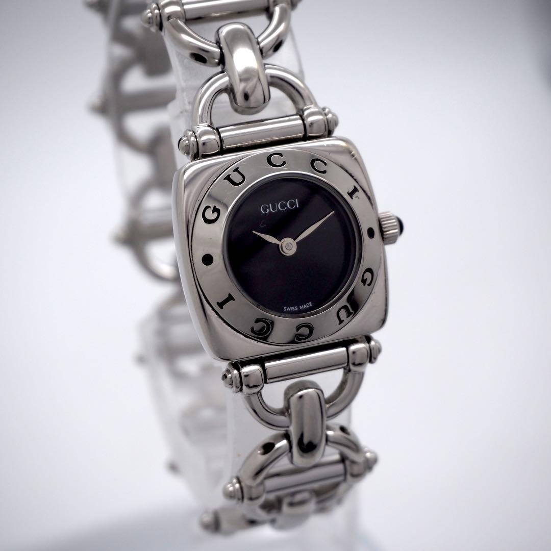 748 稼働【美品】GUCCI レディース 時計 6400L シルバー ブラック