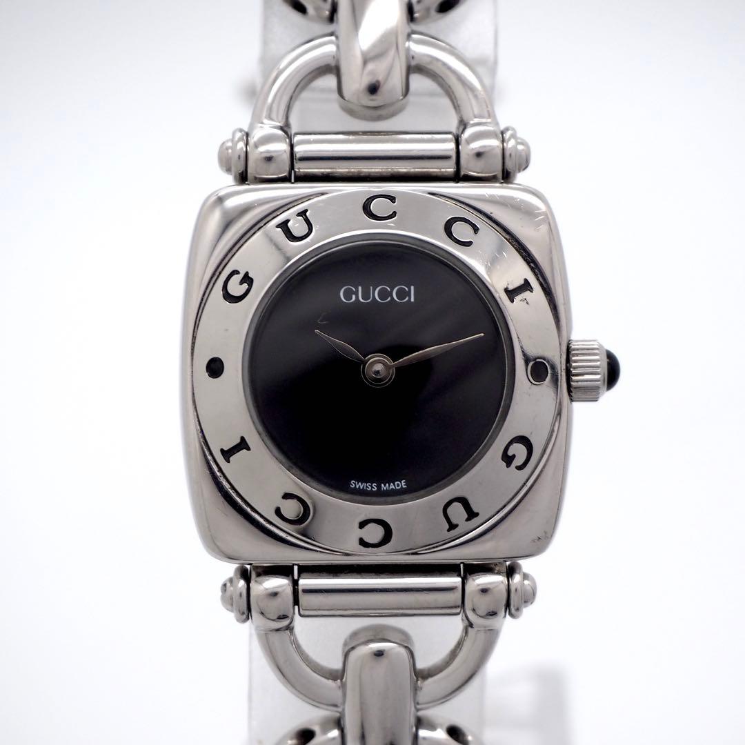 748 稼働【美品】GUCCI レディース 時計 6400L シルバー ブラック