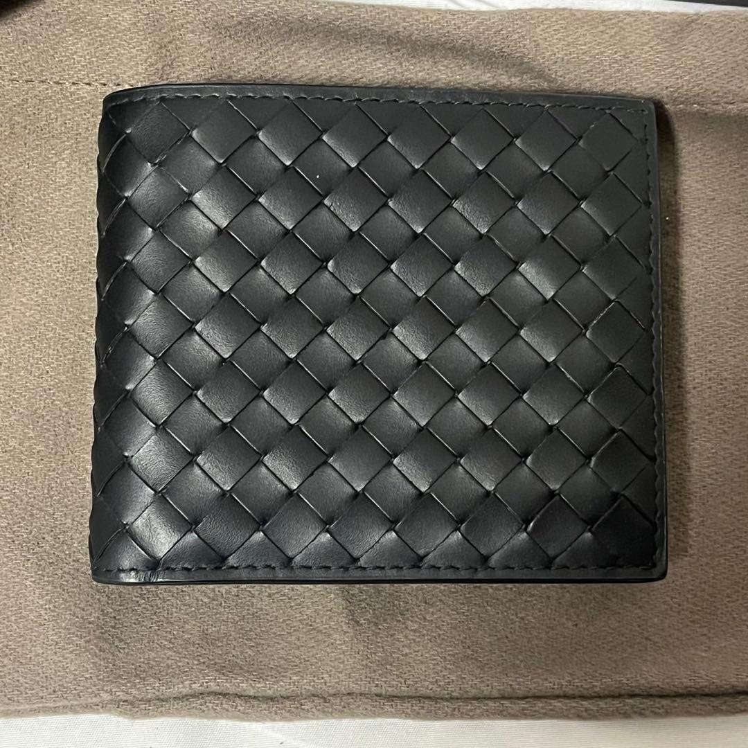 未使用✨　Bottega Veneta 折り財布　イントレチャート　レザー　黒