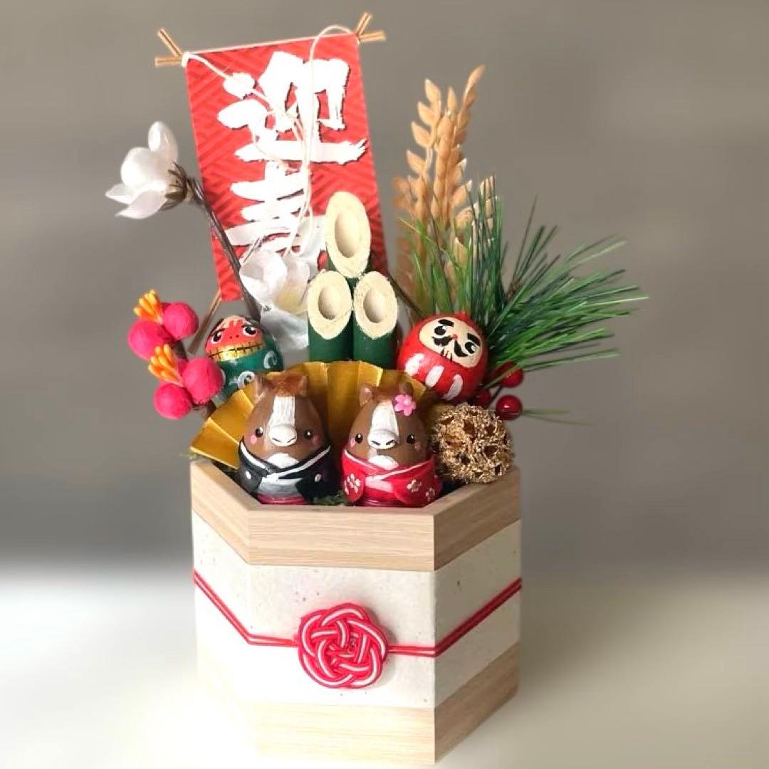 どんぐりアート　ひめちゃんページ　門松と干支のオブジェ