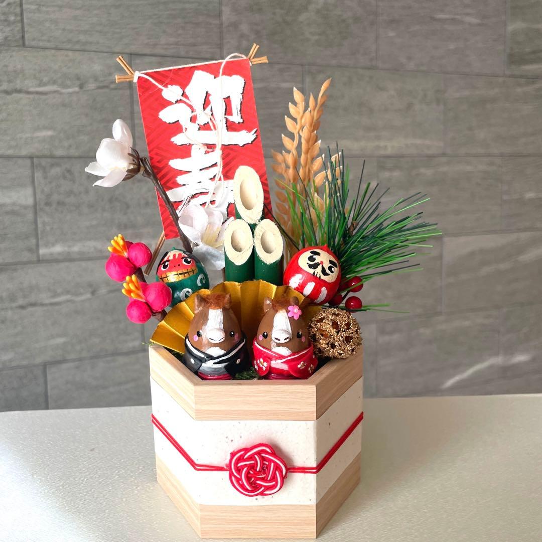 どんぐりアート　ひめちゃんページ　門松と干支のオブジェ