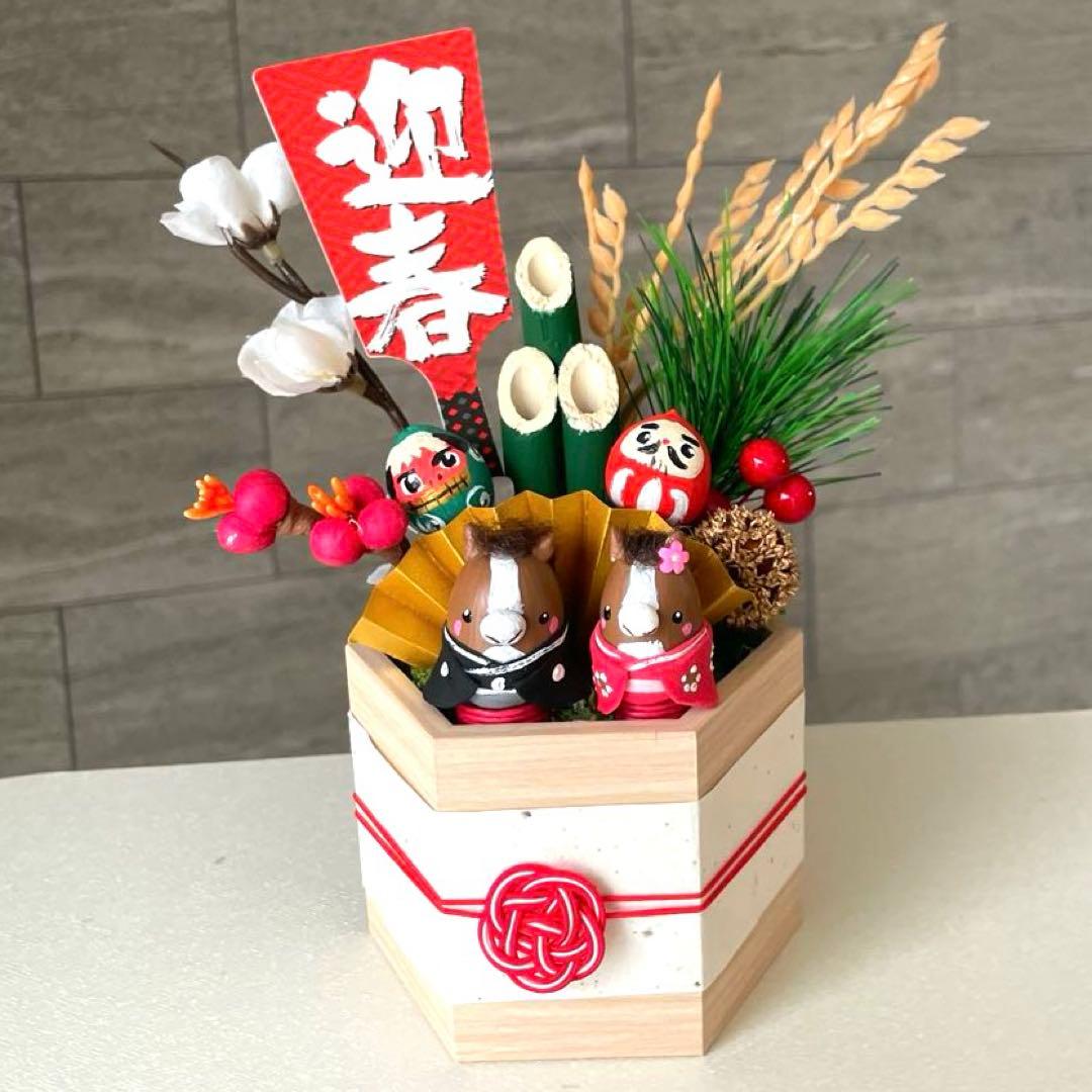 どんぐりアート　ひめちゃんページ　門松と干支のオブジェ