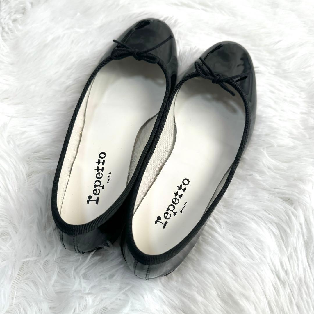 極美品✨ repetto レペット バレエシューズ リボンフラット エナメル 黒