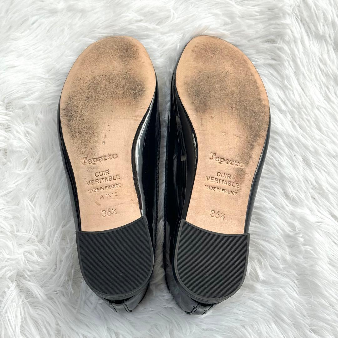 極美品✨ repetto レペット バレエシューズ リボンフラット エナメル 黒