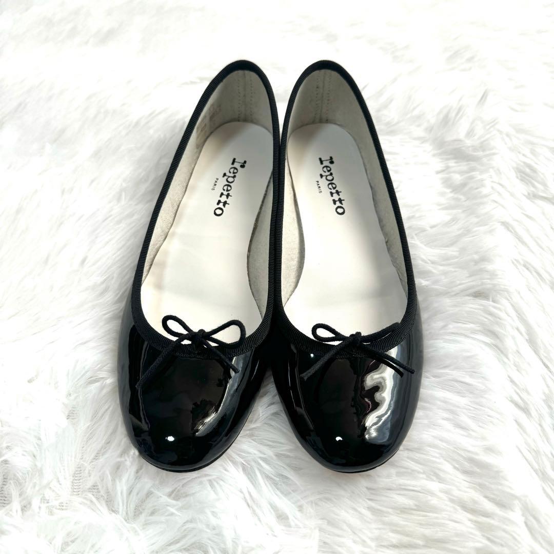 極美品✨ repetto レペット バレエシューズ リボンフラット エナメル 黒