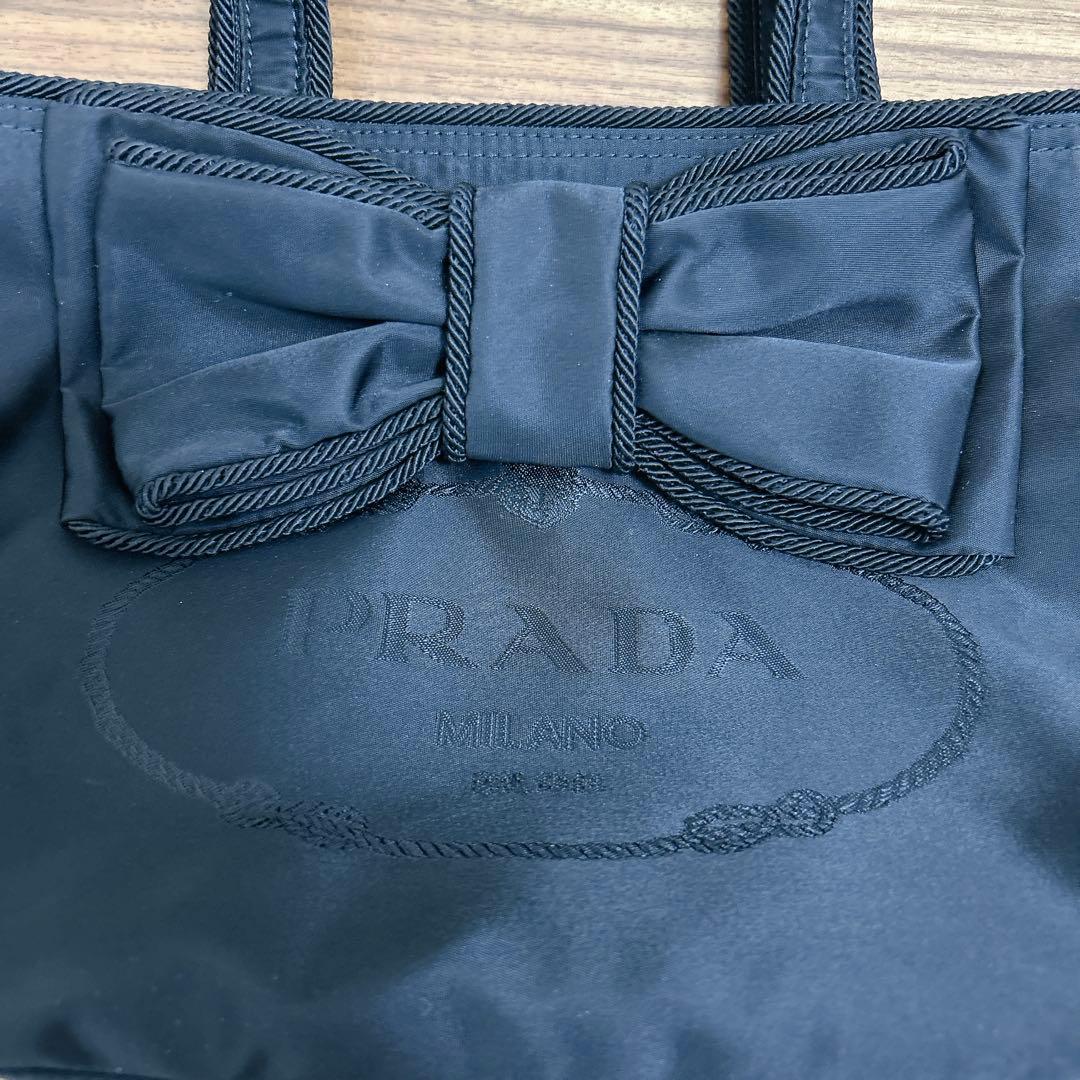 【極美品】PRADAプラダ2wayリボンナイロン バッグ黒