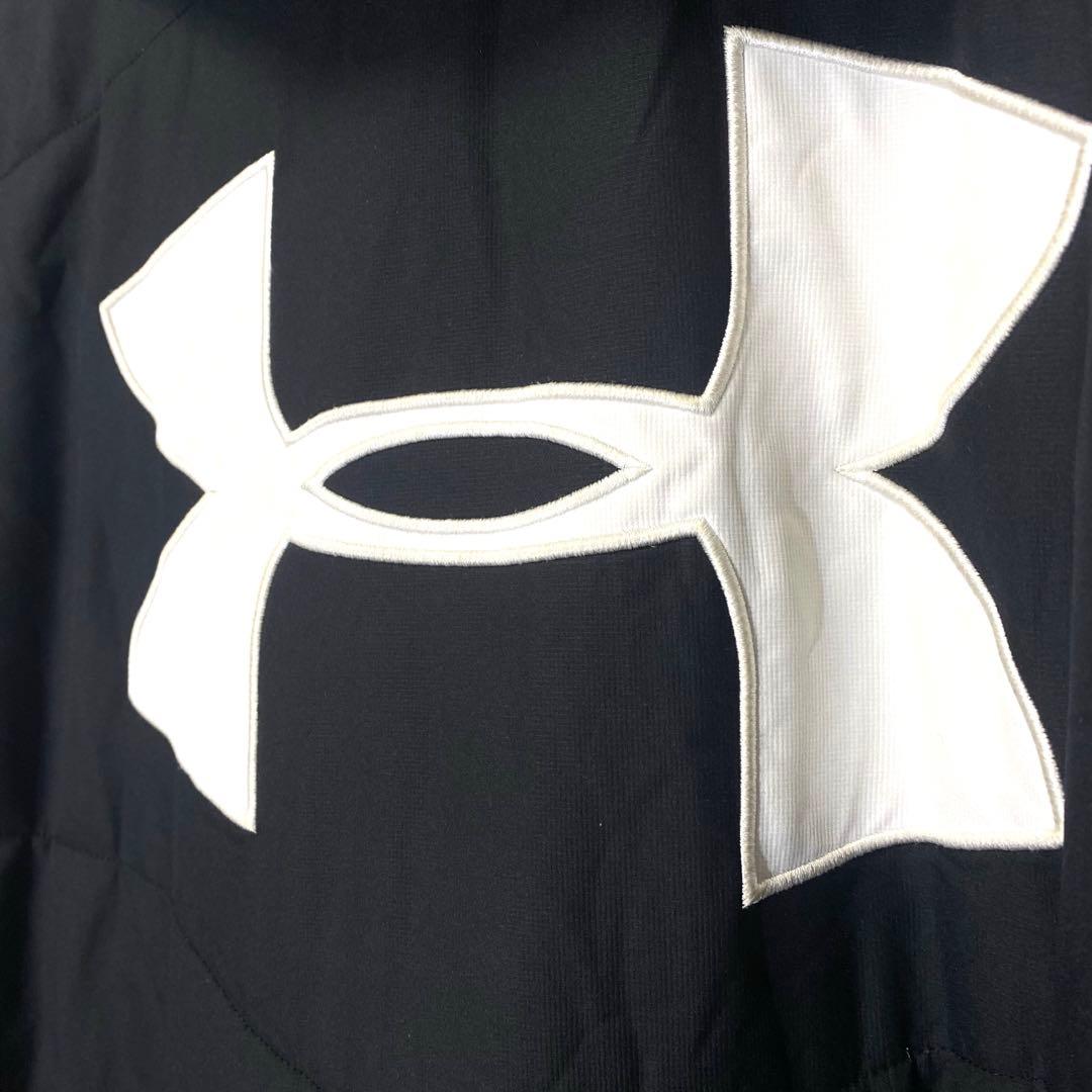 ★UNDER ARMOUR★刺繍ロゴ ベンチコート 中綿 ロング ブラック XL