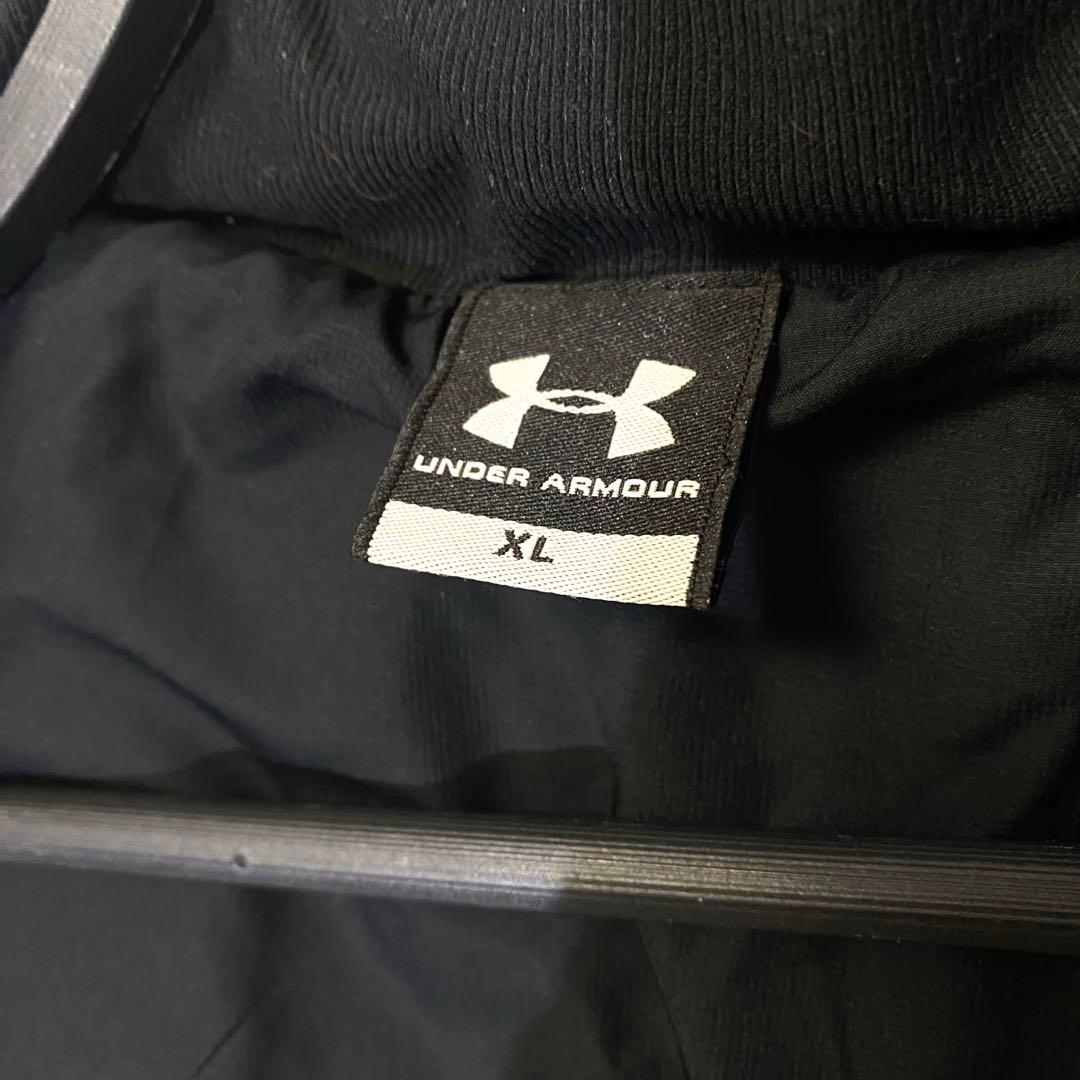 ★UNDER ARMOUR★刺繍ロゴ ベンチコート 中綿 ロング ブラック XL