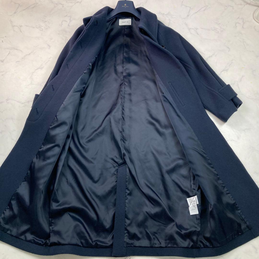 FRAY I.D スタンドカラーバルマカンコート ロング ネイビー