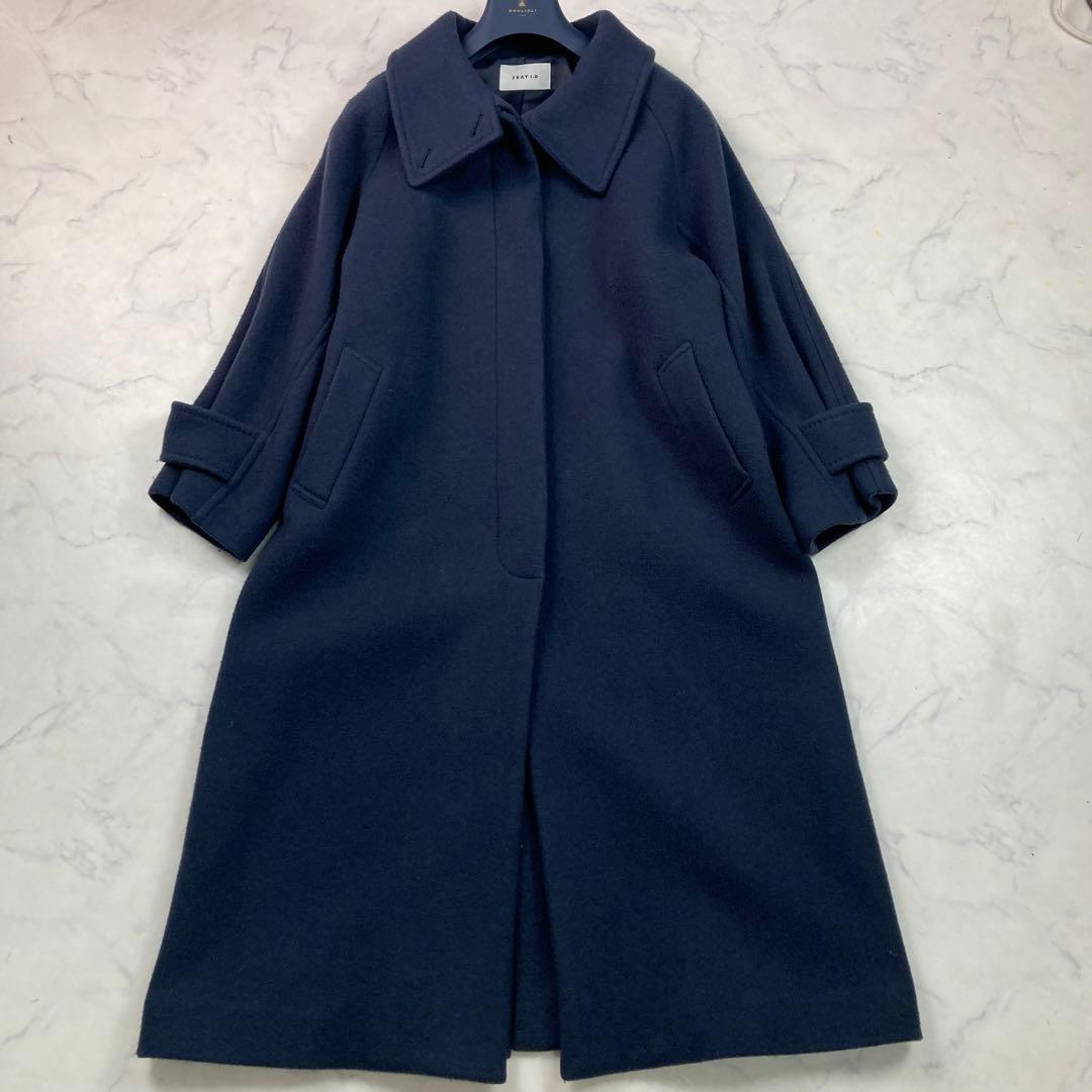 FRAY I.D スタンドカラーバルマカンコート ロング ネイビー