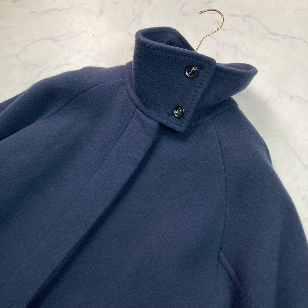 FRAY I.D スタンドカラーバルマカンコート ロング ネイビー