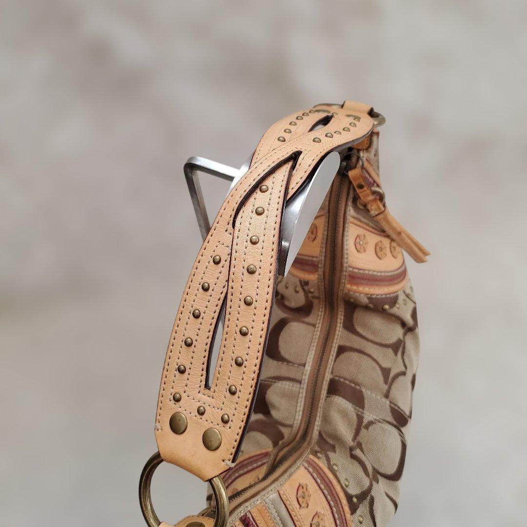 ⭐極美⭐COACH シグネクチャー パッチワーク ハーフムーン ショルダーバッグ