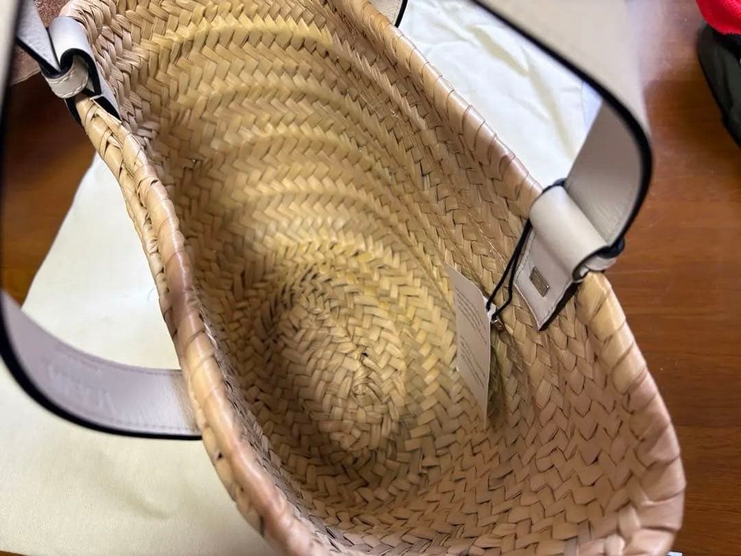 【美品】LOEWE かごバッグ ホワイト ベージュ スモール