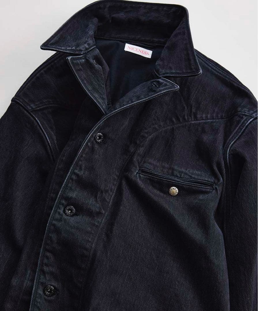 ナイスネス　B.rollo ブラックサテンワークジャケット