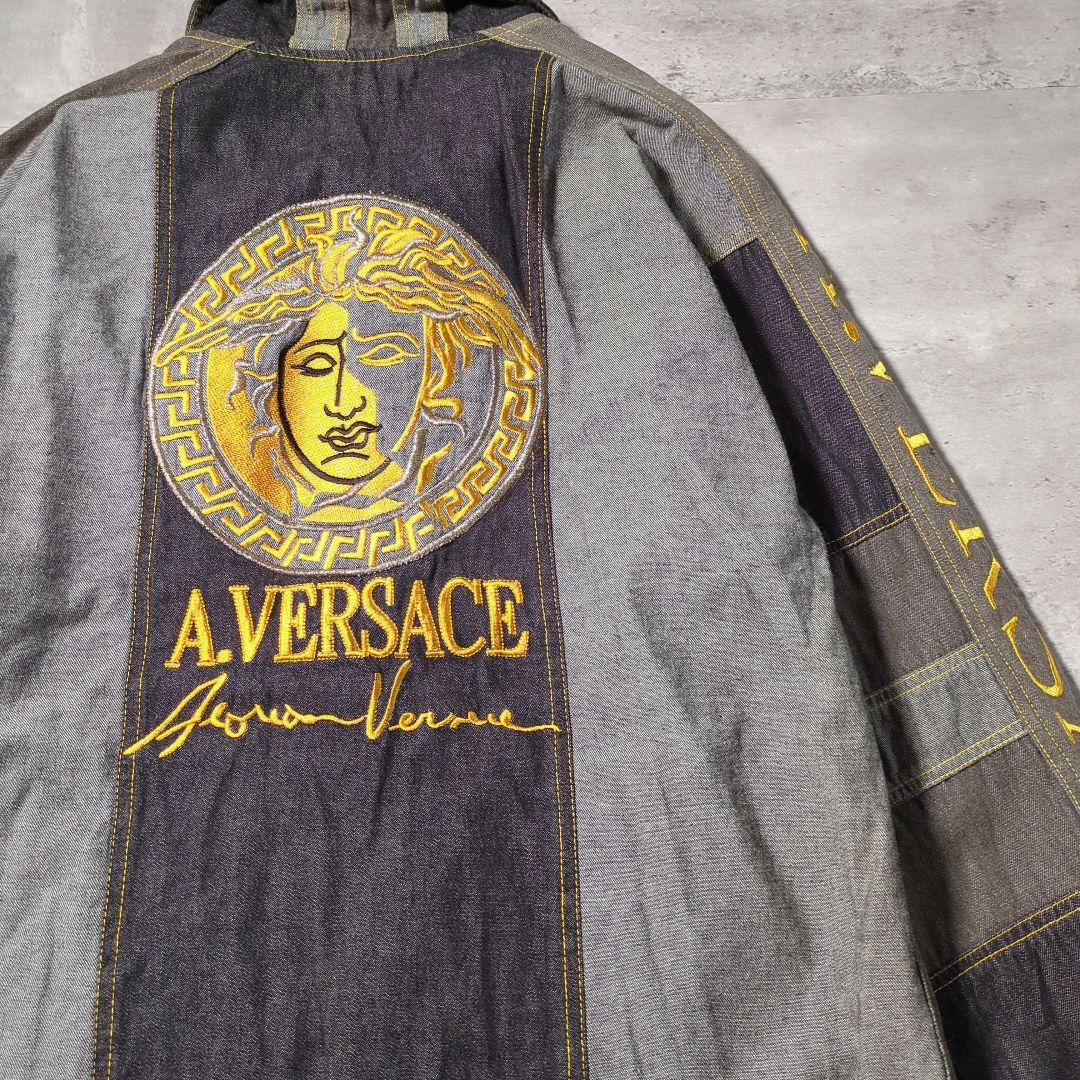 【90s_vintage】A.VERSACE シャンブレー刺繍Jacket