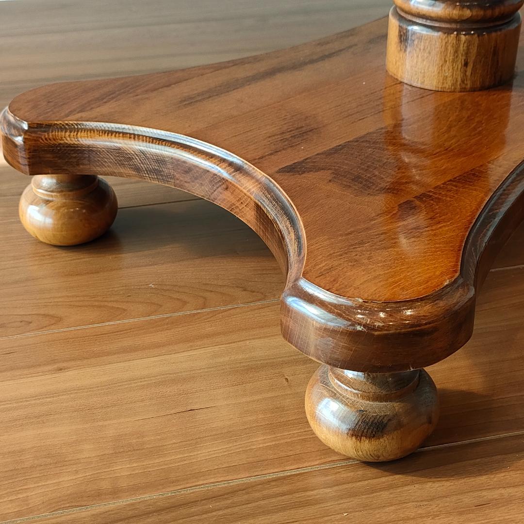 アンティーク　サイドテーブル　コーヒーテーブル　丸脚　スクエア