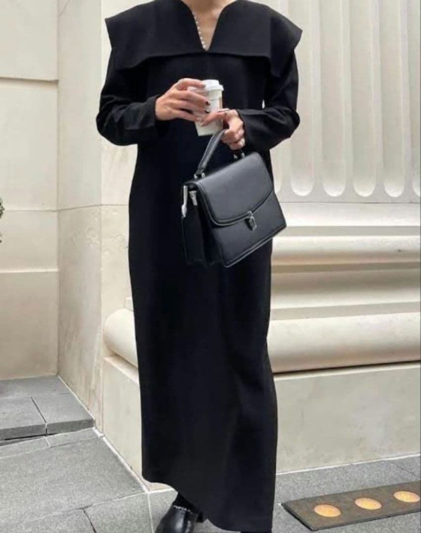 美品 MARIA セーラーパールドレス ワンピース　パール　ブラック