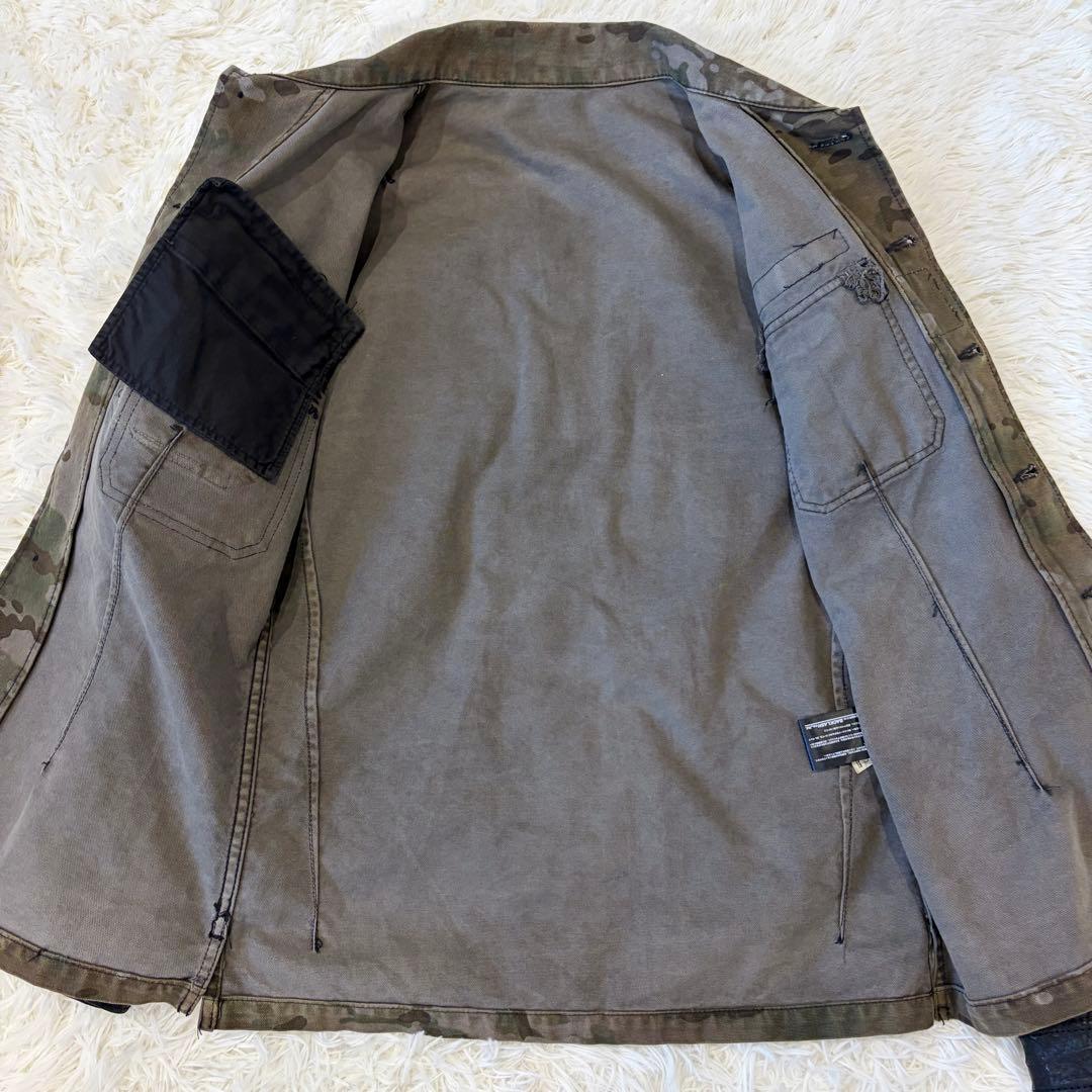 イサムカタヤマ バックラッシュ M-65 ミリタリージャケット レザー切替 L