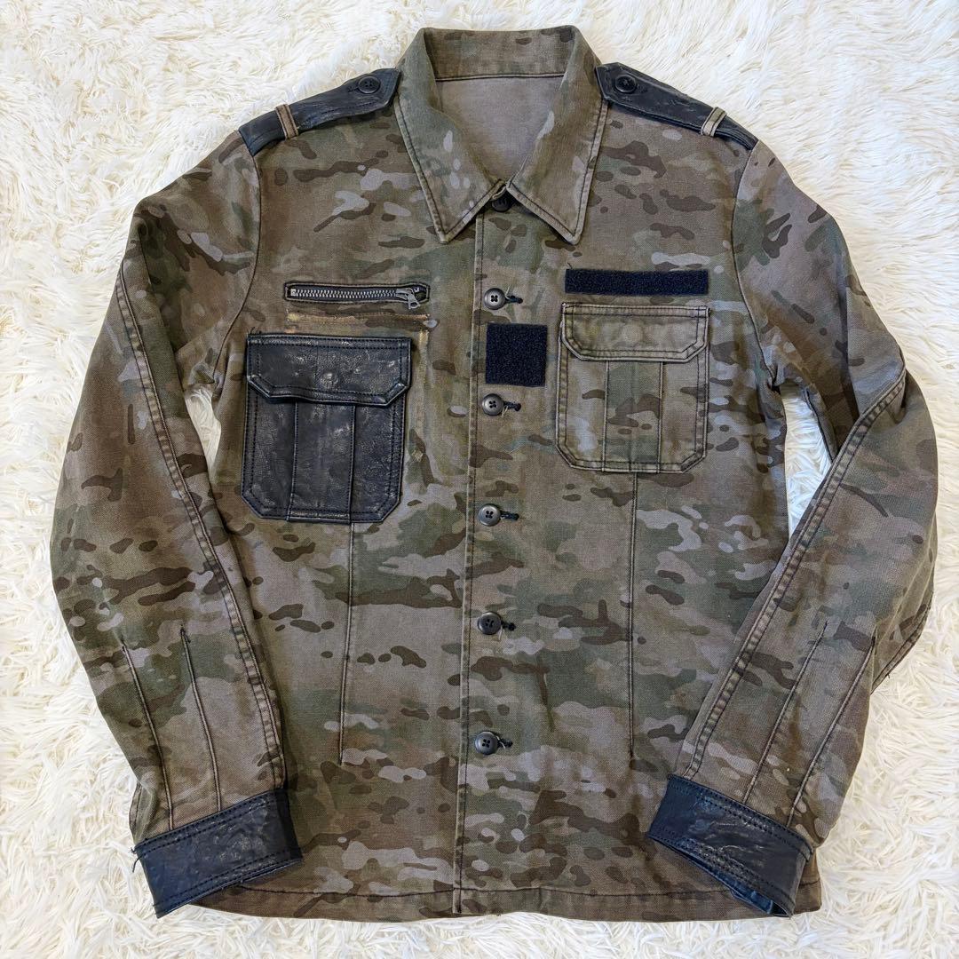 イサムカタヤマ バックラッシュ M-65 ミリタリージャケット レザー切替 L