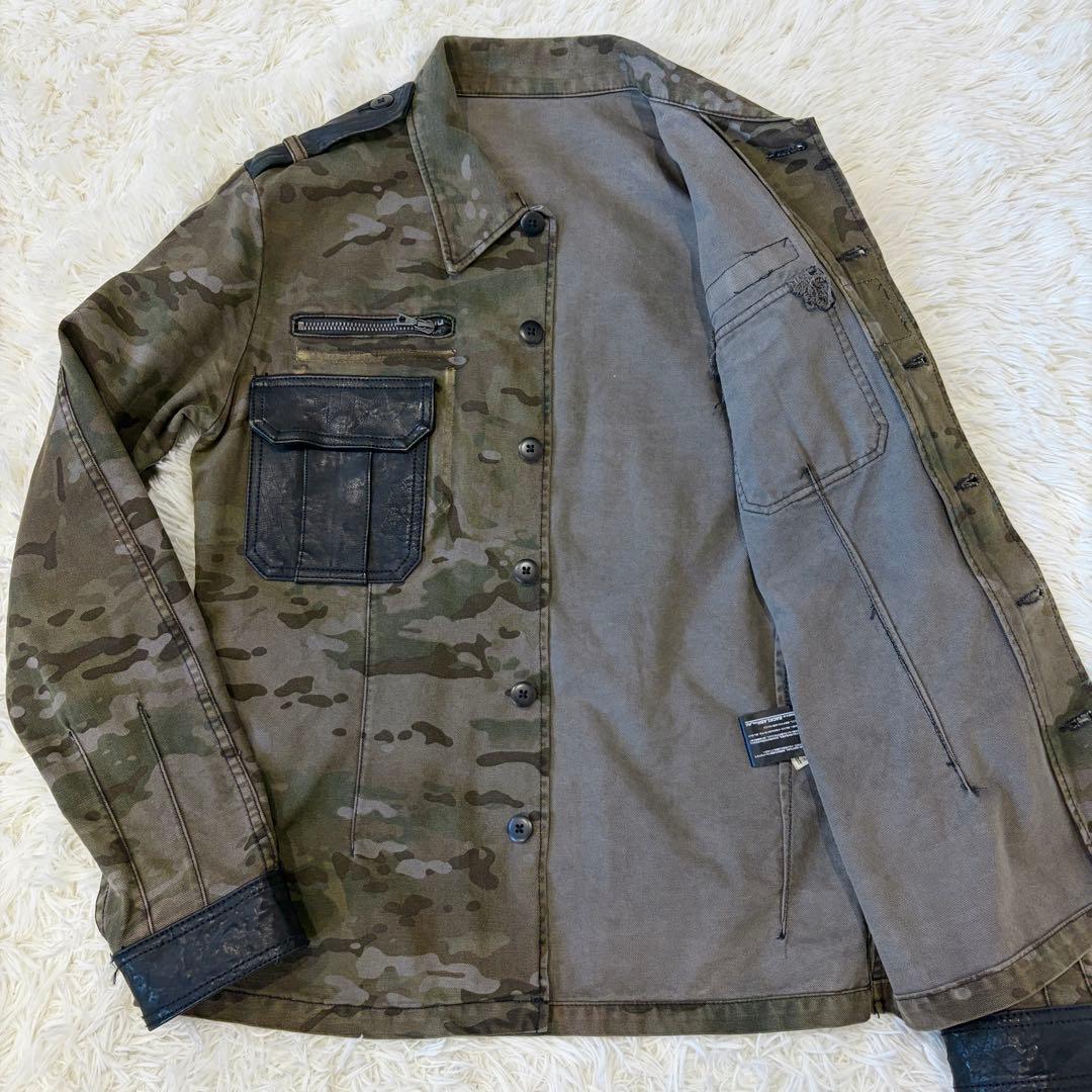 イサムカタヤマ バックラッシュ M-65 ミリタリージャケット レザー切替 L