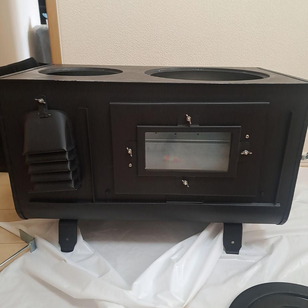 新保製作所　角型３面窓付薪ストーブ【専用ケース付】