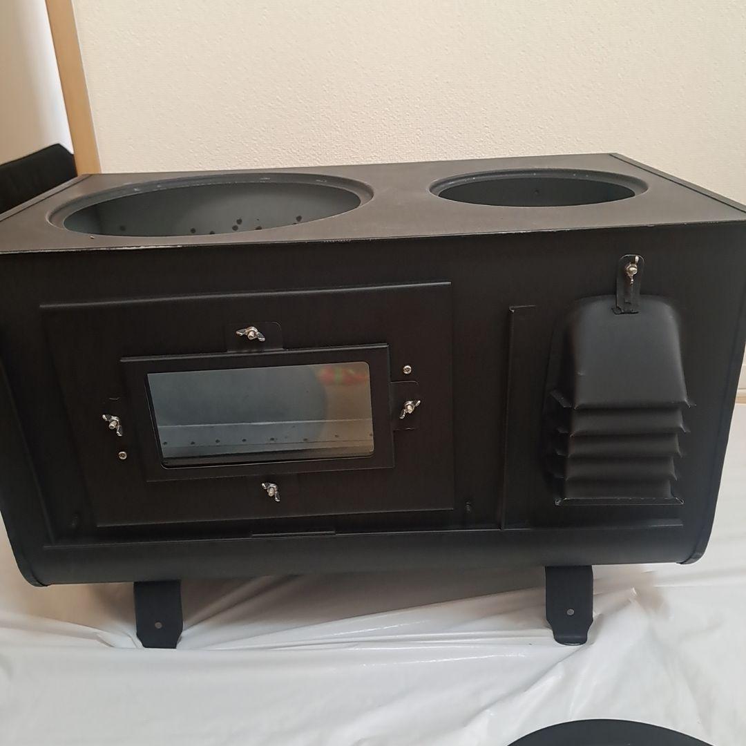 新保製作所　角型３面窓付薪ストーブ【専用ケース付】