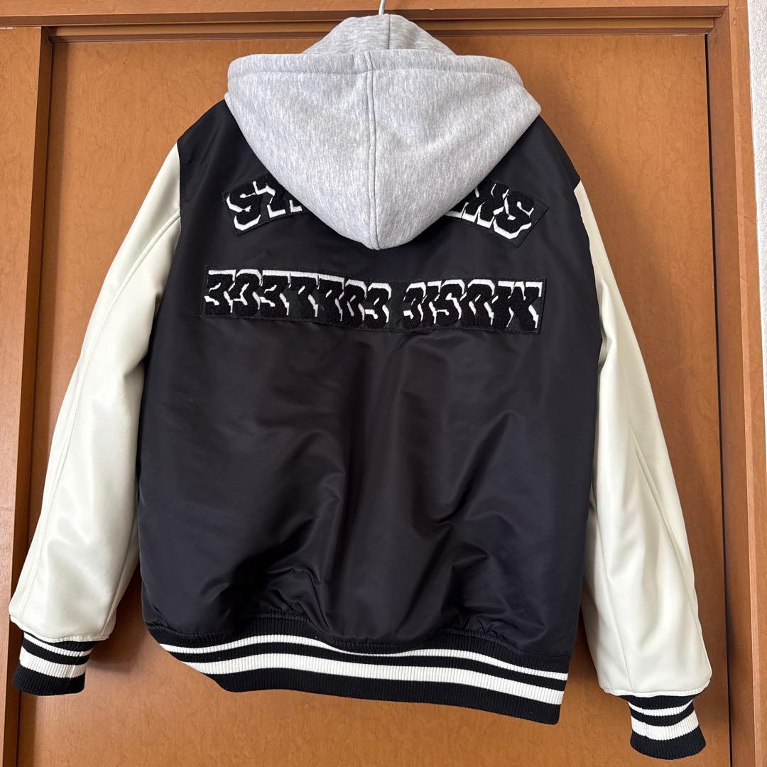 ZARA フード付きスタジャン ブラック/ホワイト