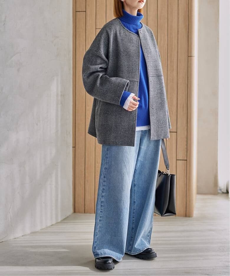 【ピース】スーパー140ビーバーノーカラーショートコート