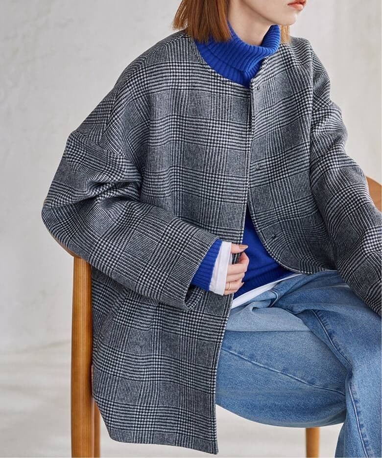 【ピース】スーパー140ビーバーノーカラーショートコート