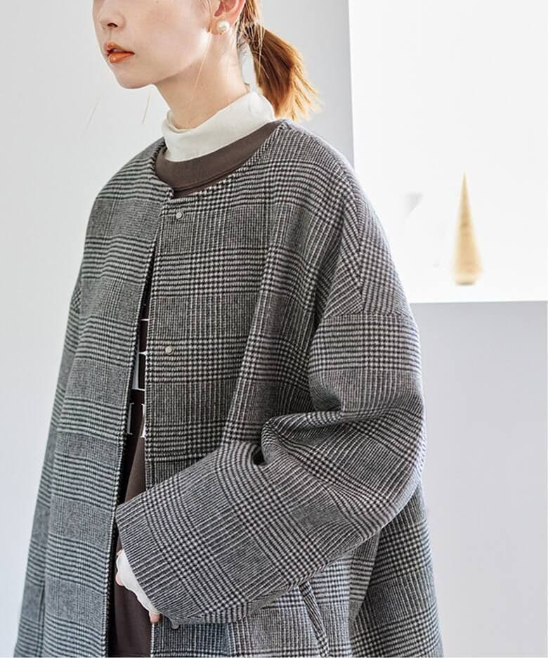 【ピース】スーパー140ビーバーノーカラーショートコート