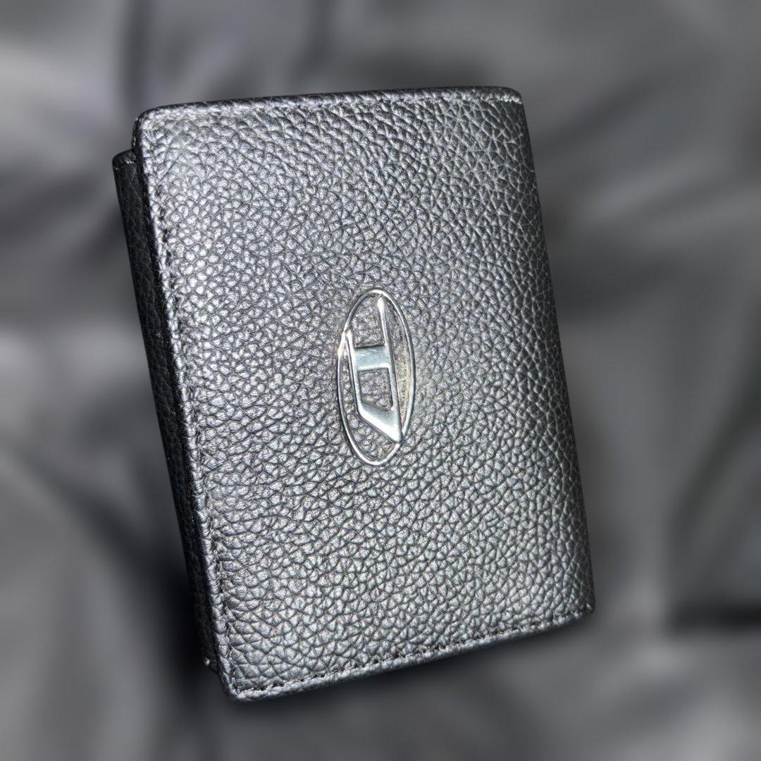 美品‼️DIESEL ブラックレザー 三つ折り財布