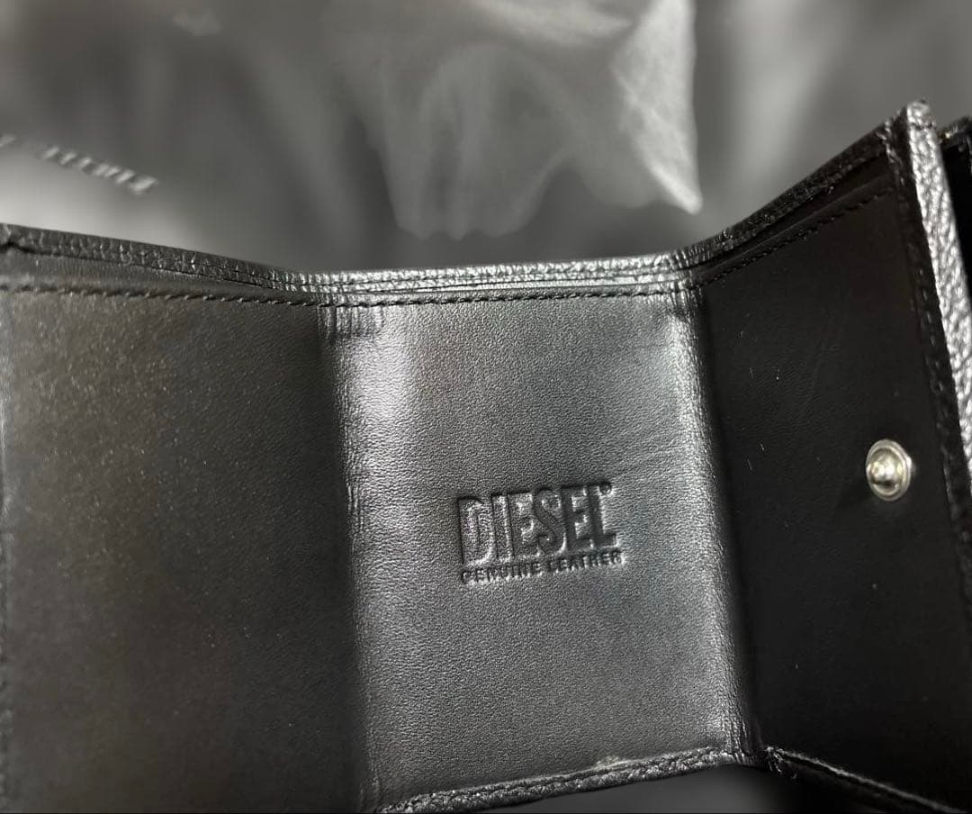 美品‼️DIESEL ブラックレザー 三つ折り財布