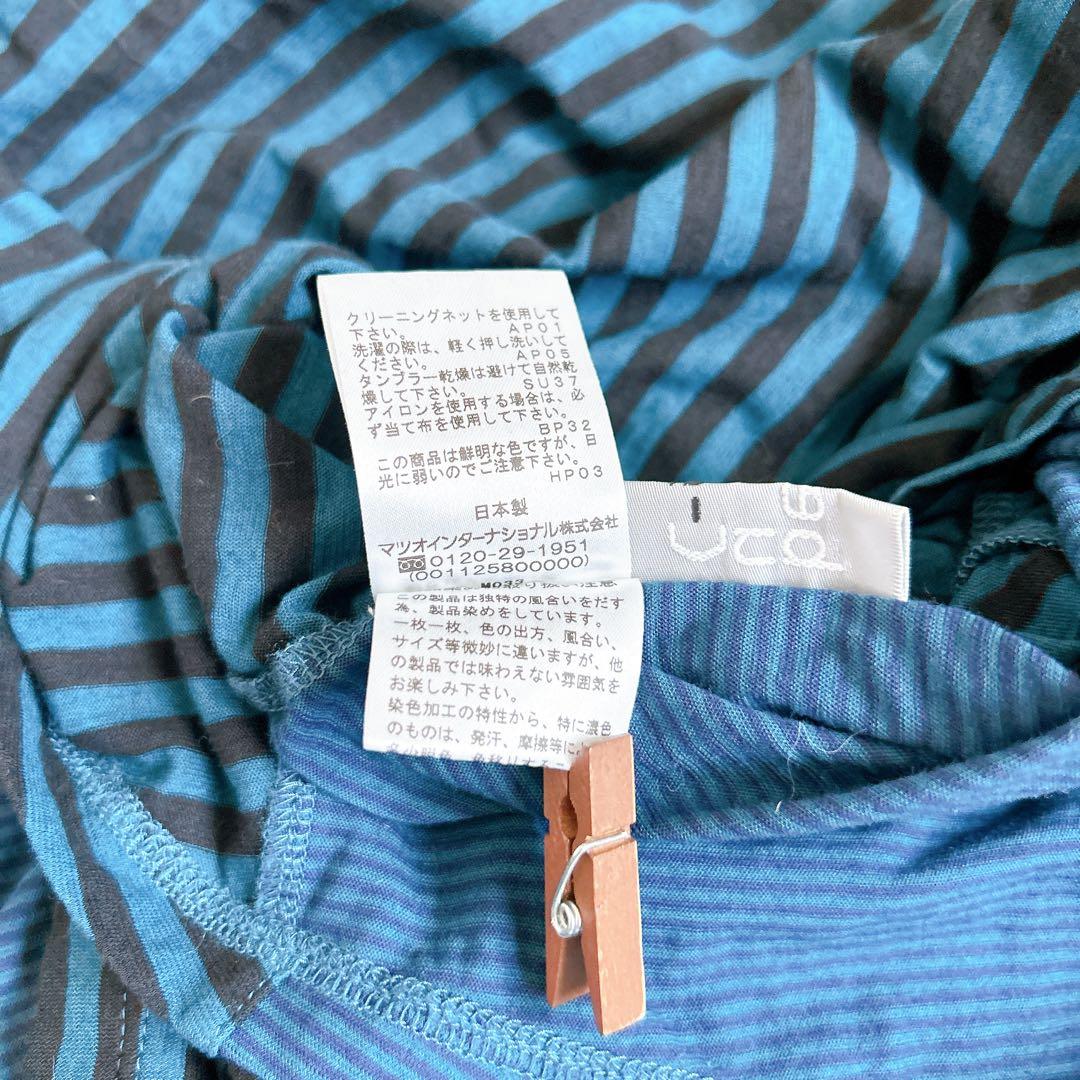 センソユニコ⁂ロングチュニック　ワンピース　ボーダー　ドット　パッチワーク　青系