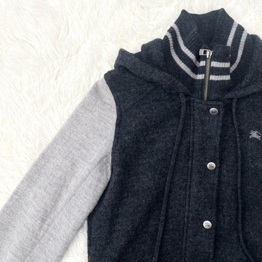 【希少】バーバリーブルーレーベル　スタジャン　フード　チェック　38