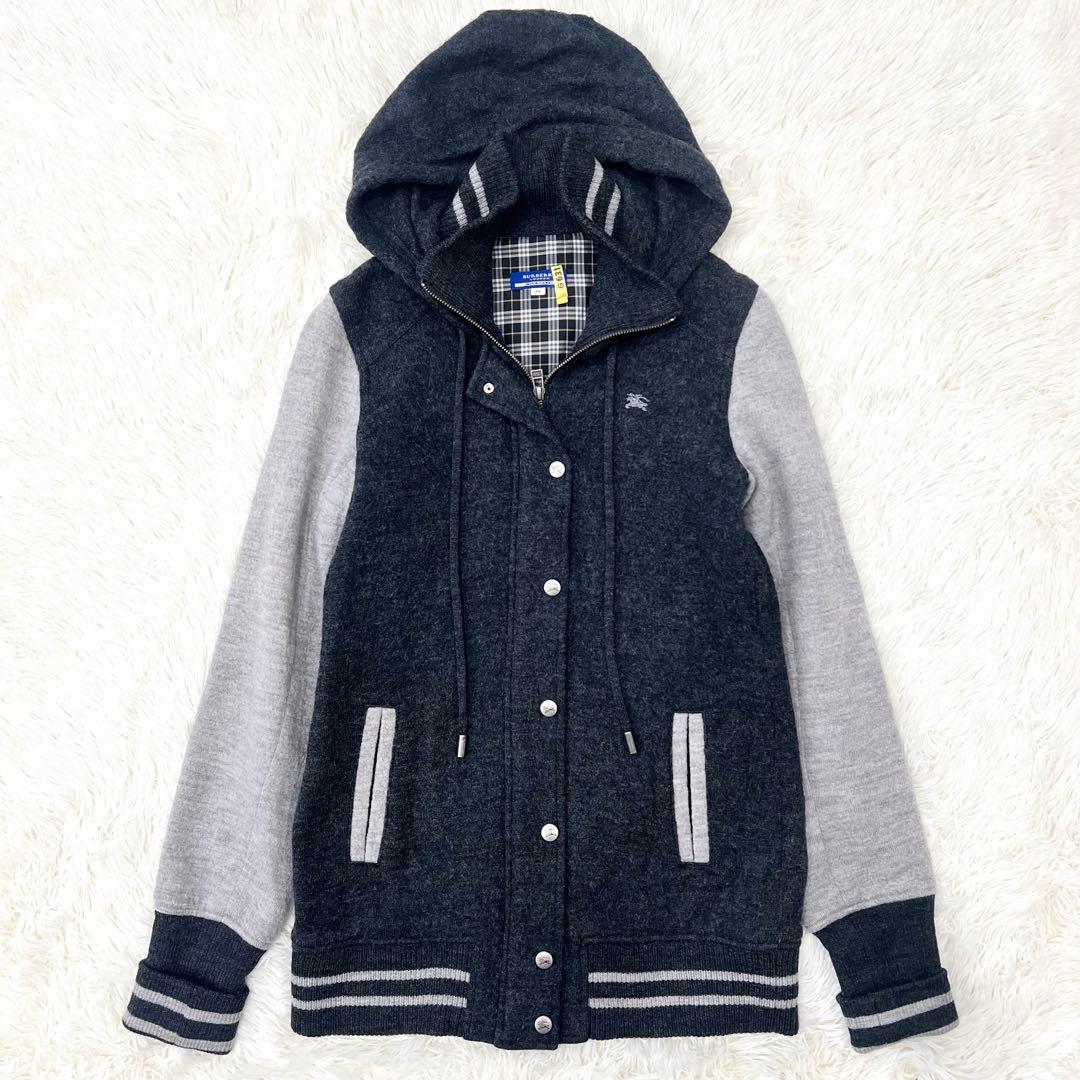 【希少】バーバリーブルーレーベル　スタジャン　フード　チェック　38
