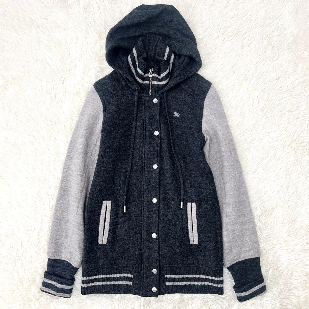 【希少】バーバリーブルーレーベル　スタジャン　フード　チェック　38