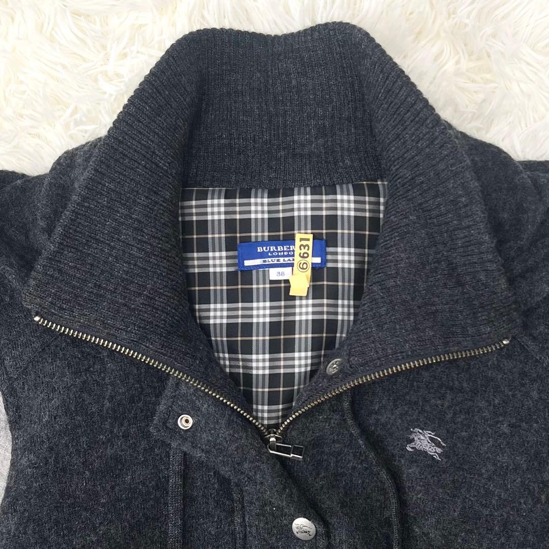 【希少】バーバリーブルーレーベル　スタジャン　フード　チェック　38